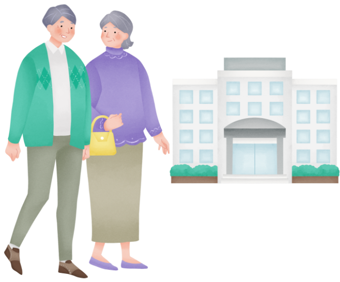 定期通院している多発性骨髄腫患者さんと、付き添いのご家族