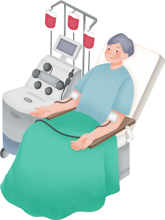 骨髄移植を受けている多発性骨髄腫患者さん